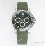 Swissclone Longines Men's Hydroconquest Chronograph Watch Green Rubber Strap